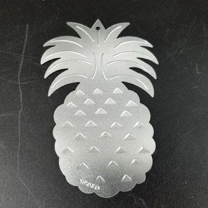 Vintage Christmas Tree Ornament Pineapple Metal Punch Tin Die Cut 1987 Silver 4"